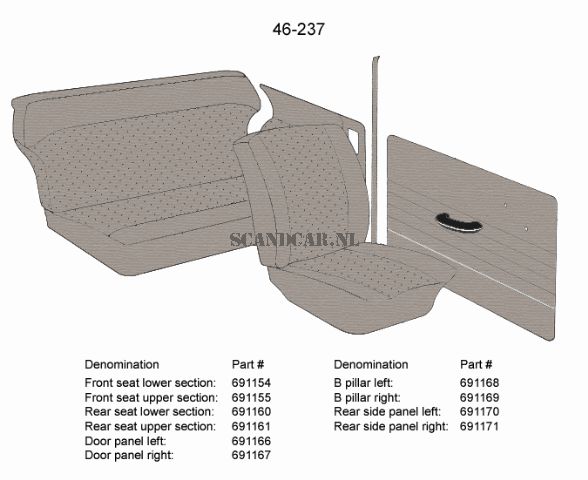Bekleding PV544 B stijl rechts grijs 49-239