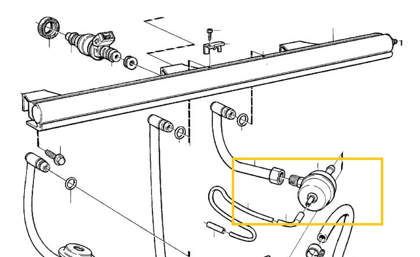 Volvo Fuel pressure regulator Volvo 960 - S90 - V90 B6254S B6304S Volvo part no 3547653