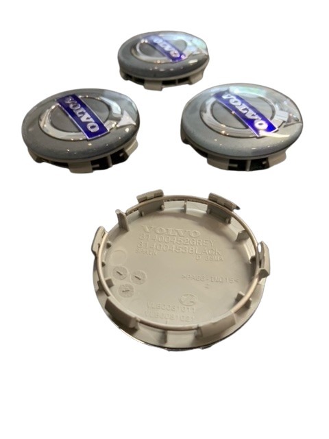 Naaf dop Volvo origineel grijs 64mm met blauw volvo logo (prijs per stuk) 30748052
