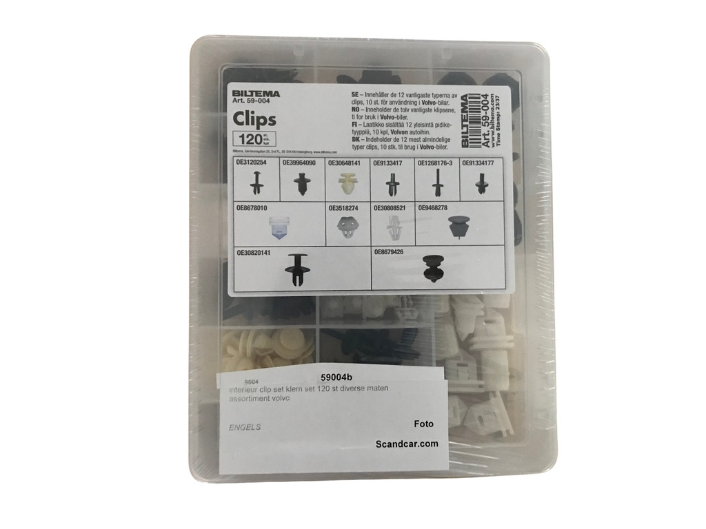 interieur clip set klem set 120 st diverse maten assortiment volvo 140, 145, 164, 240, 260, 440, 460, 480, 760, 780, 850, 940, 960, C30, C70, S40, S60, S70, S80, S90, V40, V50, V60, V70, V90, XC40, XC60, XC60 II, XC70, XC70 Cross Country, XC90