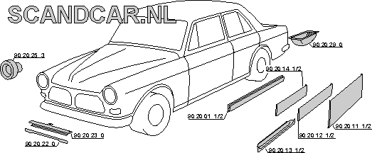 Volvo Sheet metal Amazon door repair plate 2 doors right up to molding - not directly in stock - contact customer service Volvo part no 9020112
