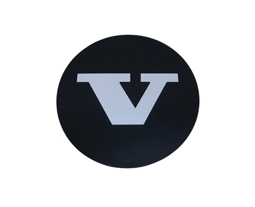 [283096S] Sticker "V" naafdop zwart op chroom 60mm 140, 145, 164, Amazon 121, Amazon 122 S, Amazon 220, P 1800, P 1800 E, P 1800 ES, P 210 Duett, Pv 444, PV 445 DUETT, Pv 544