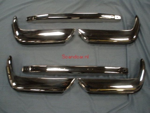 [684667SETA] Volvo Bumper P1800S+E+ES rear complete set (3dln) stainless steel incl rubbers Volvo part no 684667SETA