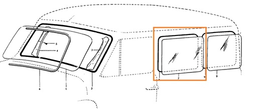 [655894] glas duett midden B-C stijl, alleen gebruikt beschikbaar links of rechts bruikbaar