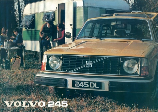 [Poster245DL] Poster 245DL geel oranje met caravan reproductie