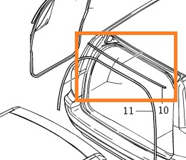 [9154842] Volvo Rubber Sealing Strip Tailgate Above Volvo V70 - XC70 Temporary NML Volvo part no 9154842