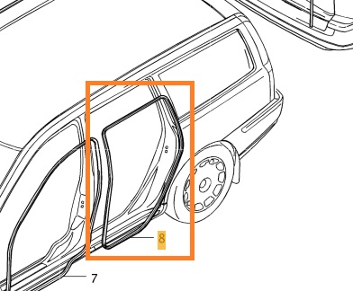 [30779418] Rubber portier op carrosserie  v70 XC70 links achter of rechts achter bruikbaar S60 (-2009), V70 P26, XC70 (2001-2007)   in sponning