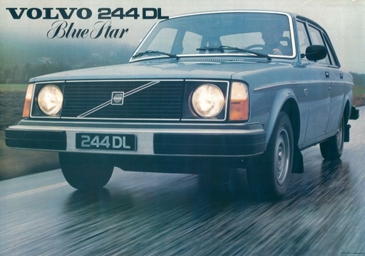 [poster244bluestar] Poster 240 DL Blue star op autoweg  reproductie