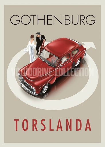 [postertorslanred] Poster PV gothenburg torslanda  PV544 red retro poster
